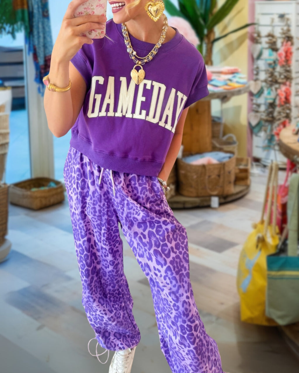 Elastic Waist Leopard Joggers