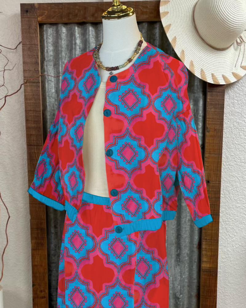 Vintage Geometric Print Jacket