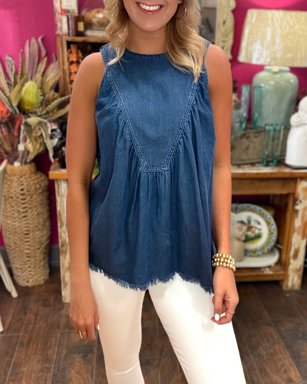 Raw Edge Denim Tank