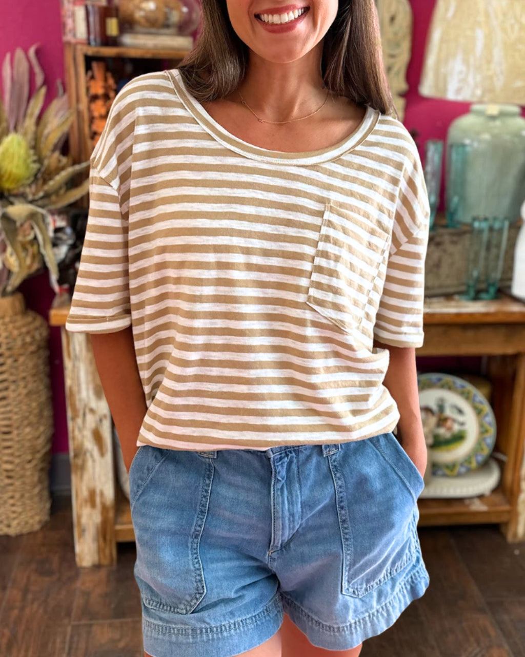 Relaxed Stripe Pocket Tee