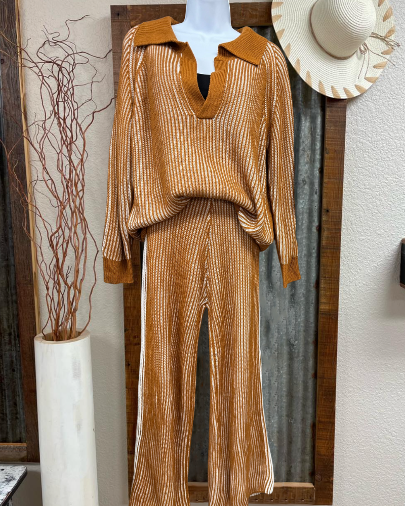 Chic Striped Sweater Set