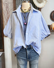 Stripe Leopard Patch Blouse