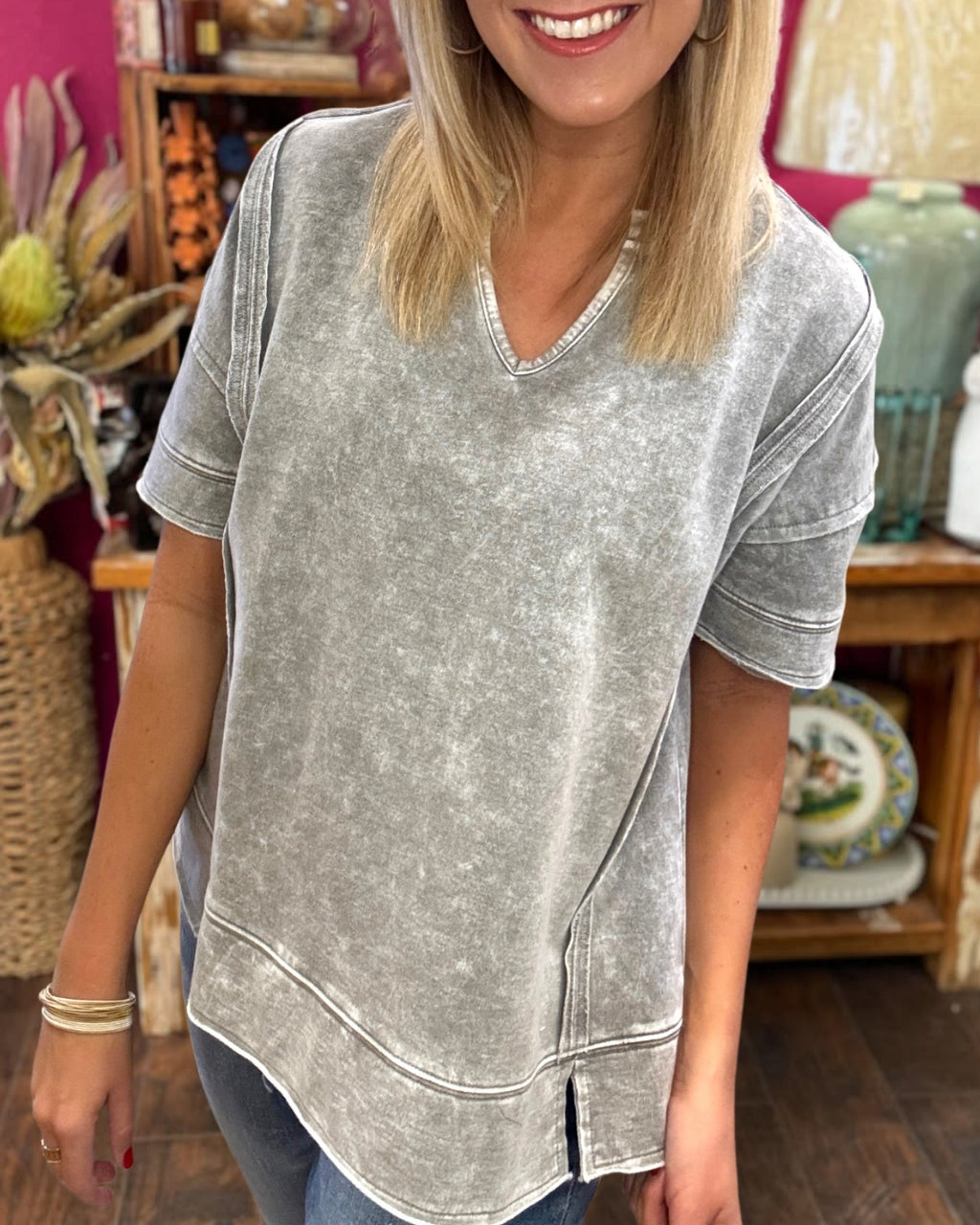 Distressed Washed Oversized Tee
