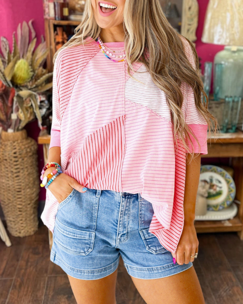 Patchwork Stripe Slouch Tee