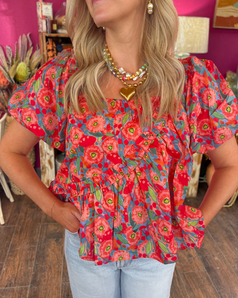 Vibrant Artistic Floral Top