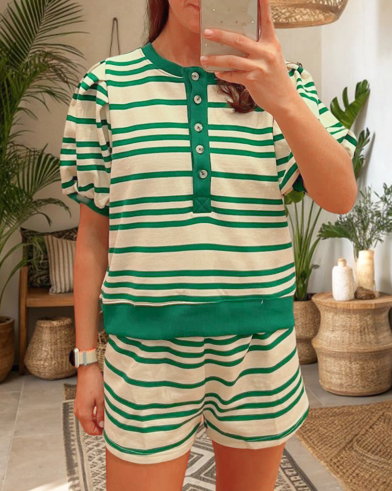 Unique Henley Stripe Set