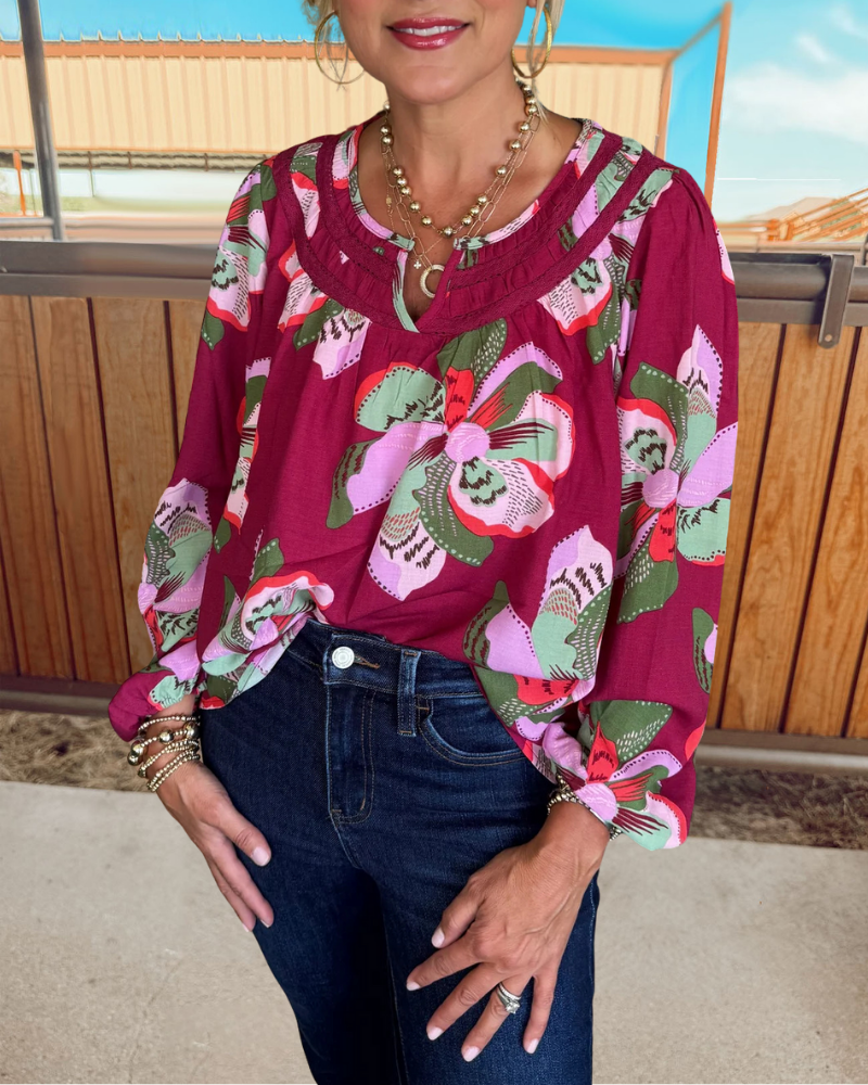 Abstract Colorful Floral Top