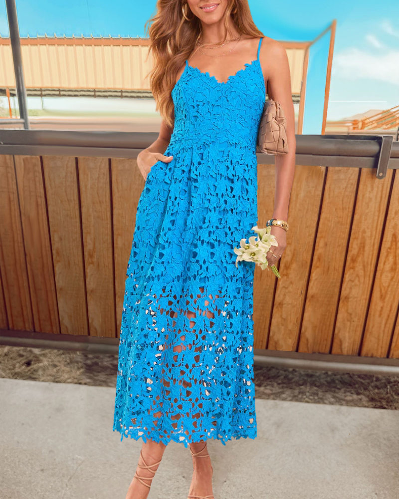 Chic Floral Cutout Sling Dress