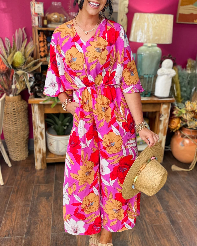 Blooming Floral Satin Jumpsuit