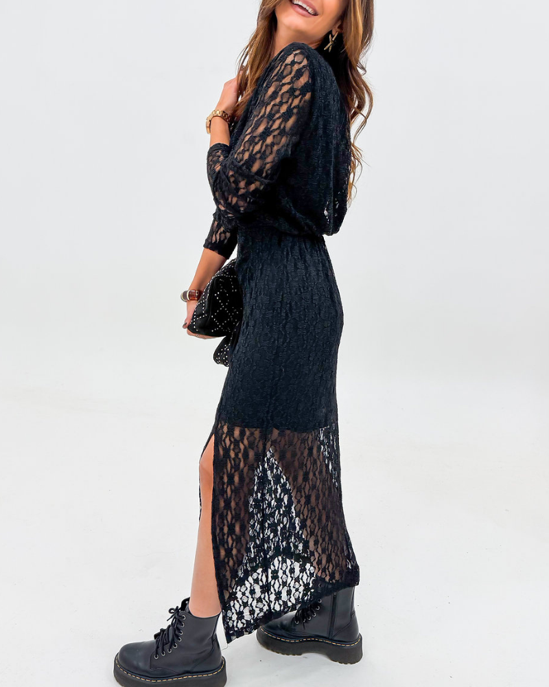 Slim Lace Slit Dress