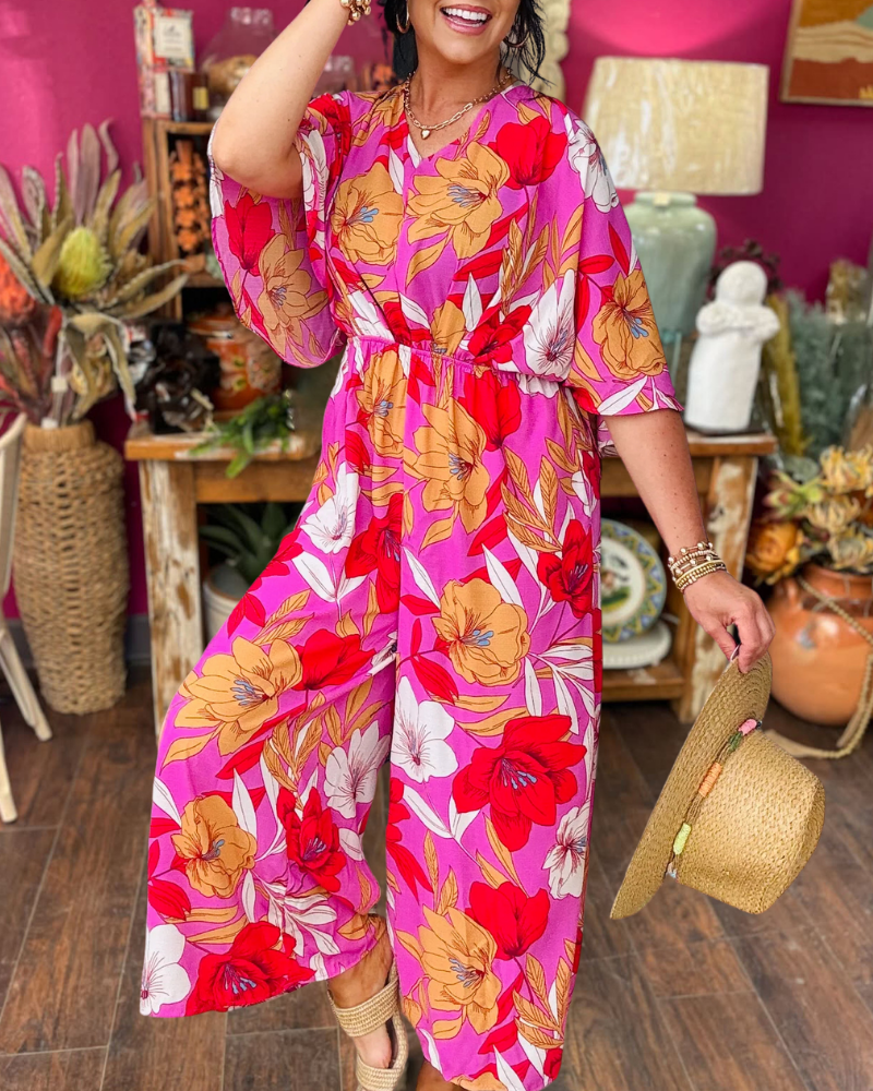 Blooming Floral Satin Jumpsuit