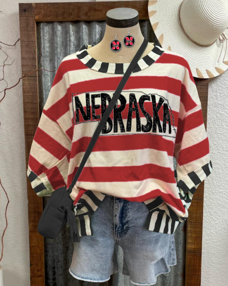 Nebraska Huskers Stripe Top