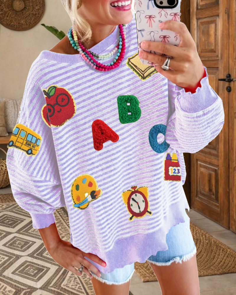 School Sequin Stripe Sweatshirt