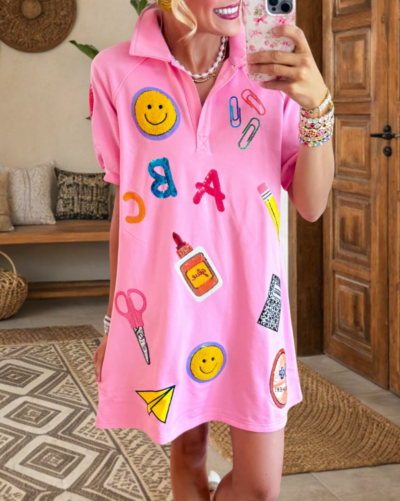 Playful School Mixed Pattern Dress