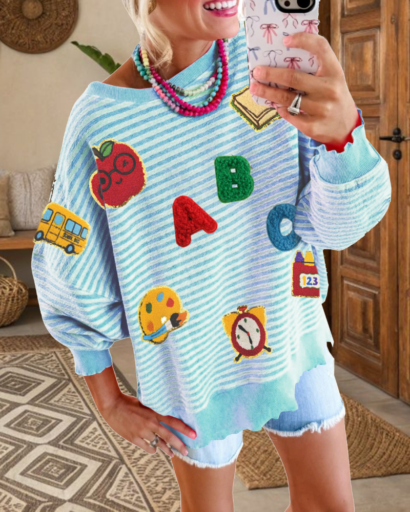 School Sequin Stripe Sweatshirt