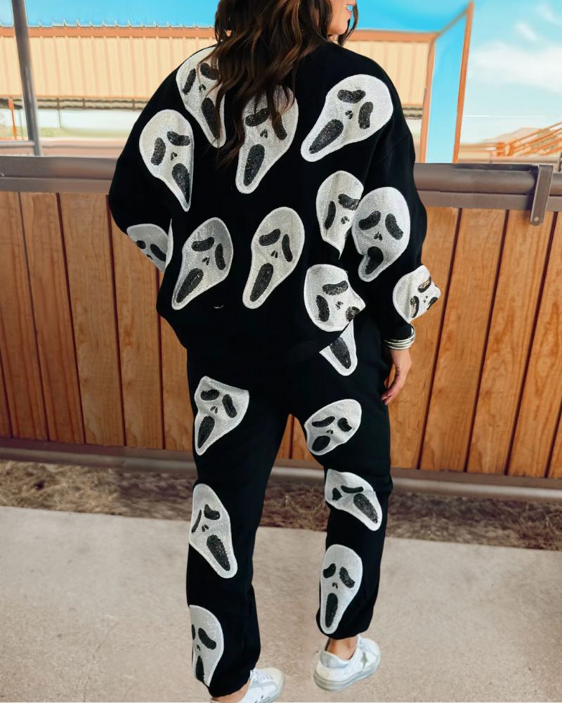 Skull Screaming Mask Sequin Set