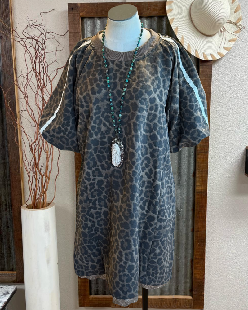 Leopard Print Washed Dress