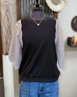 Striped Puff Sleeve Mixed Tee