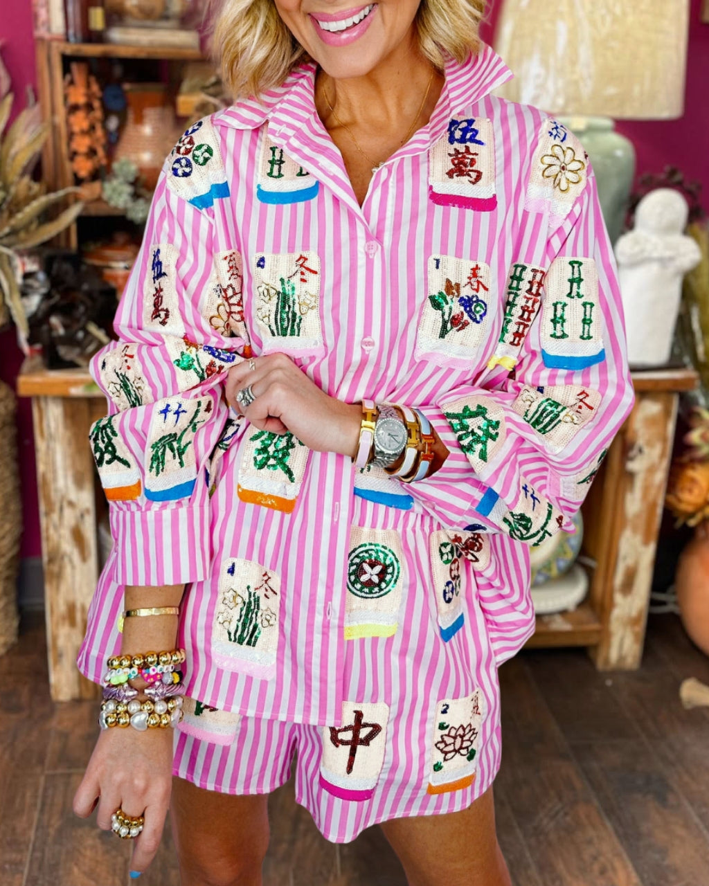 Striped Mahjong Sequin Set