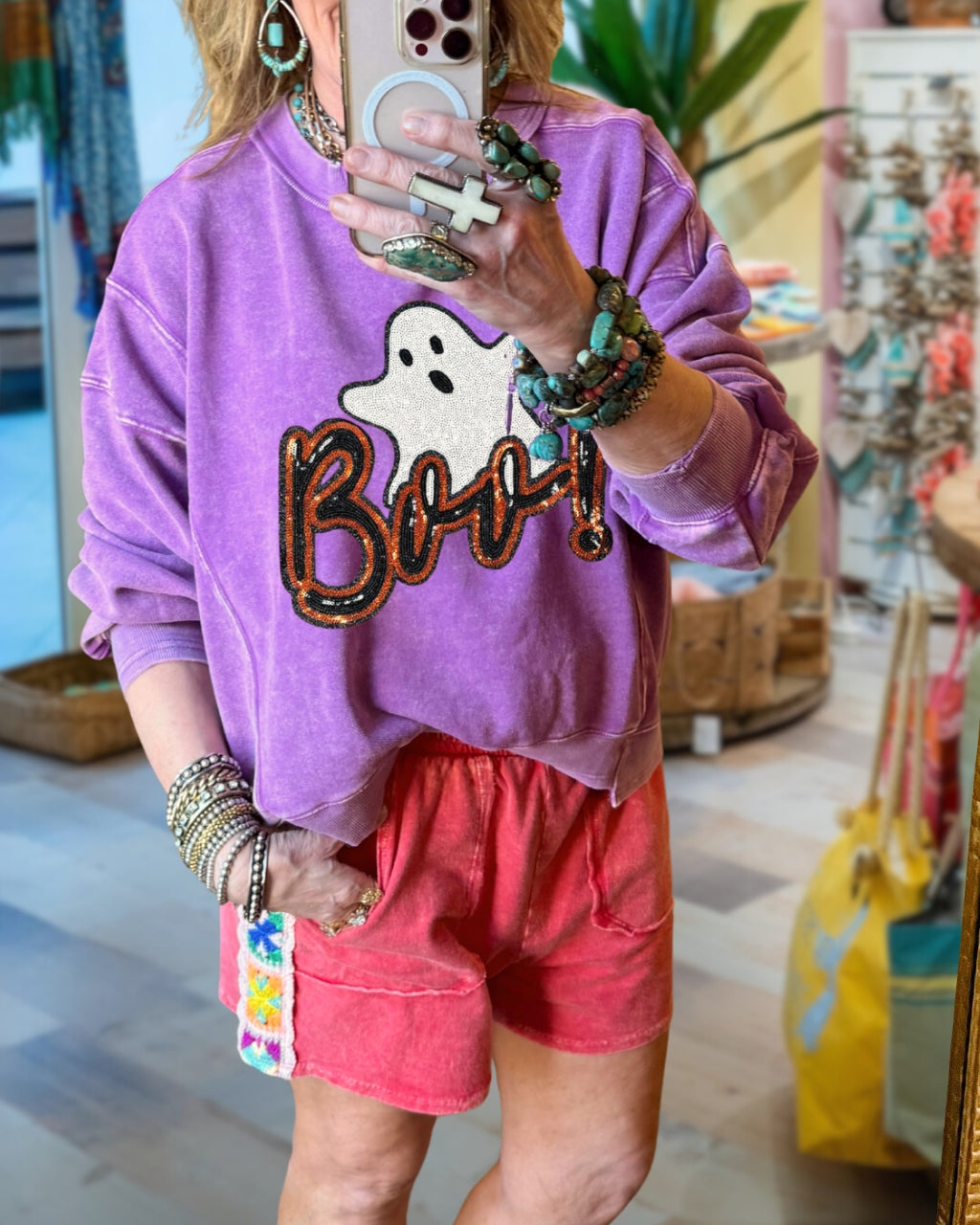 Boo Ghost Sequin Sweatshirt