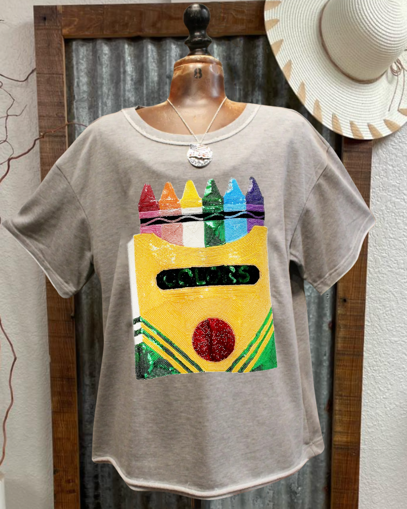 Colorful Paintbrush Sequin T-shirt