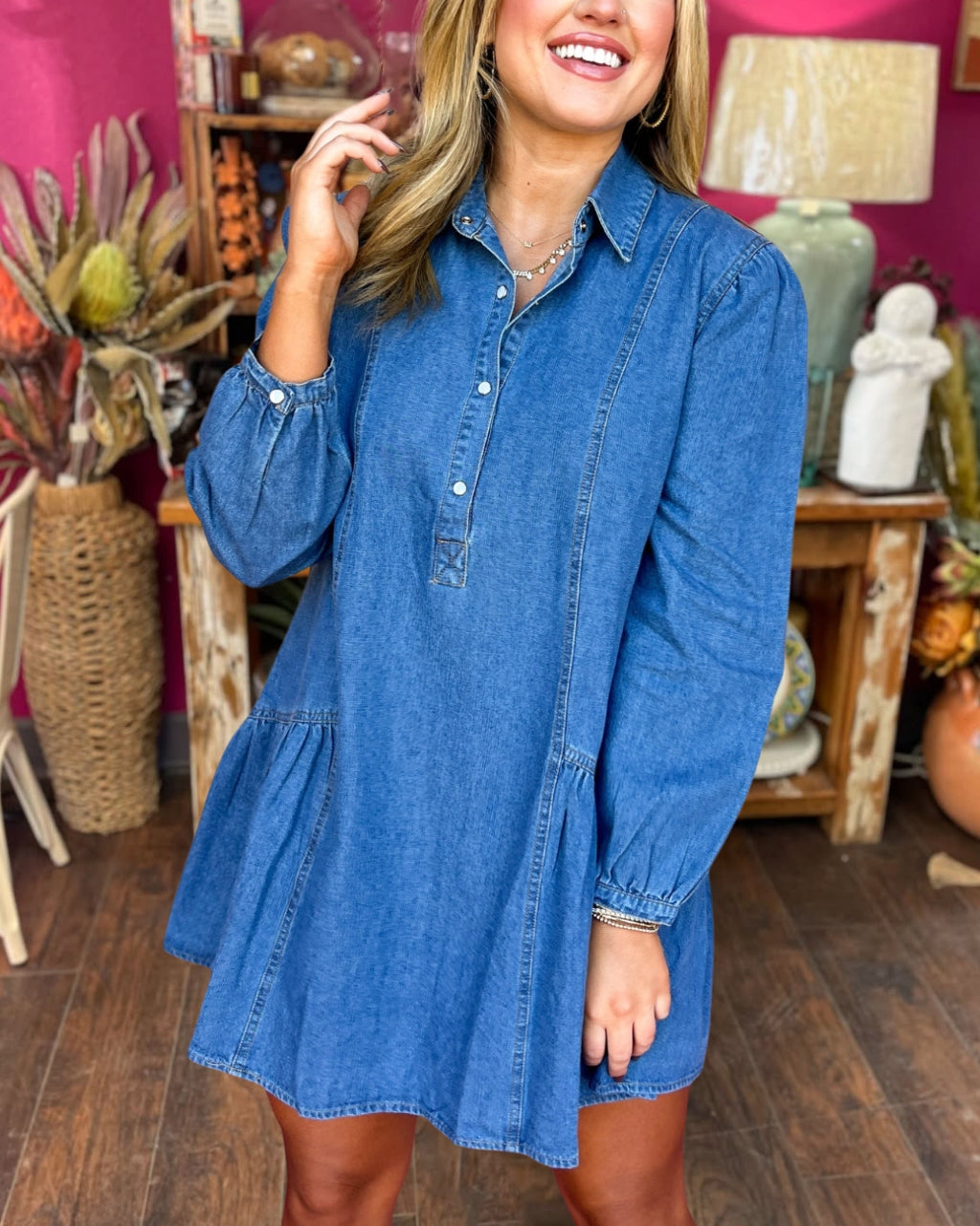 Trendy Denim Babydoll Dress