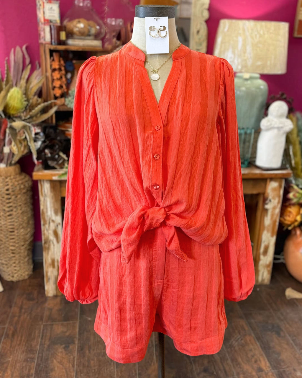 Slub Cotton Shirt Set