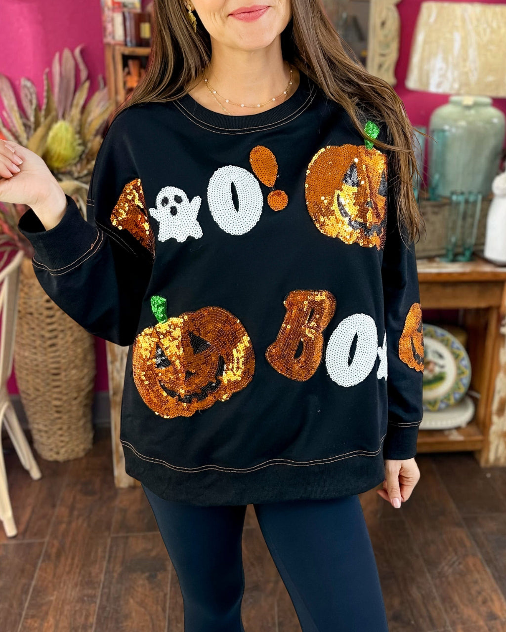 Sequin Pumpkin Boo Sweatshirt