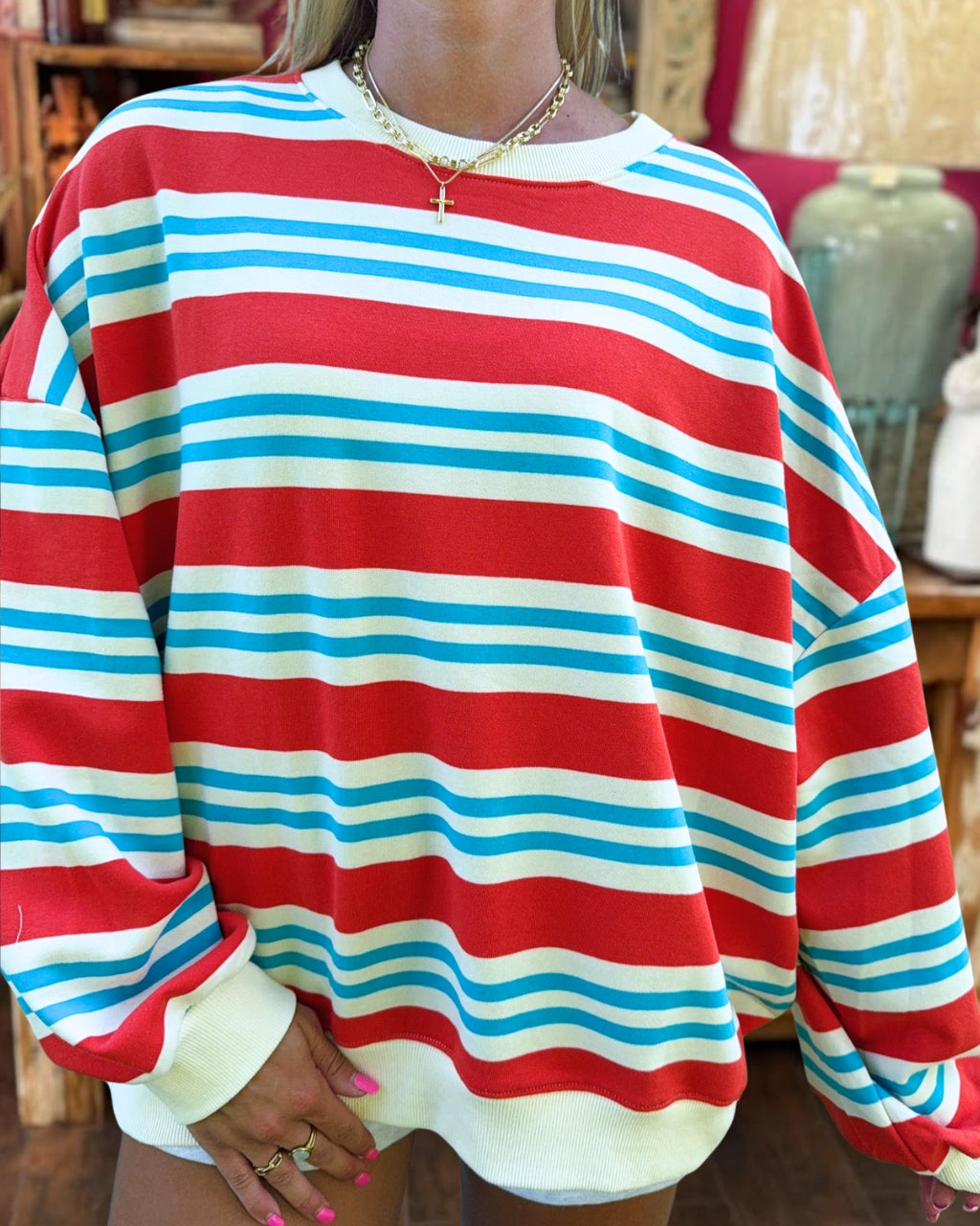 Fun Retro Striped Sweatshirt