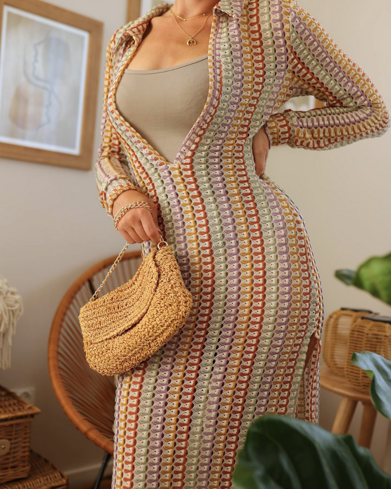 Slim Wave V-Neck Maxi Dress