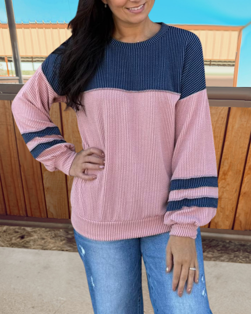Stylish Colorblock Ribbed Sweater