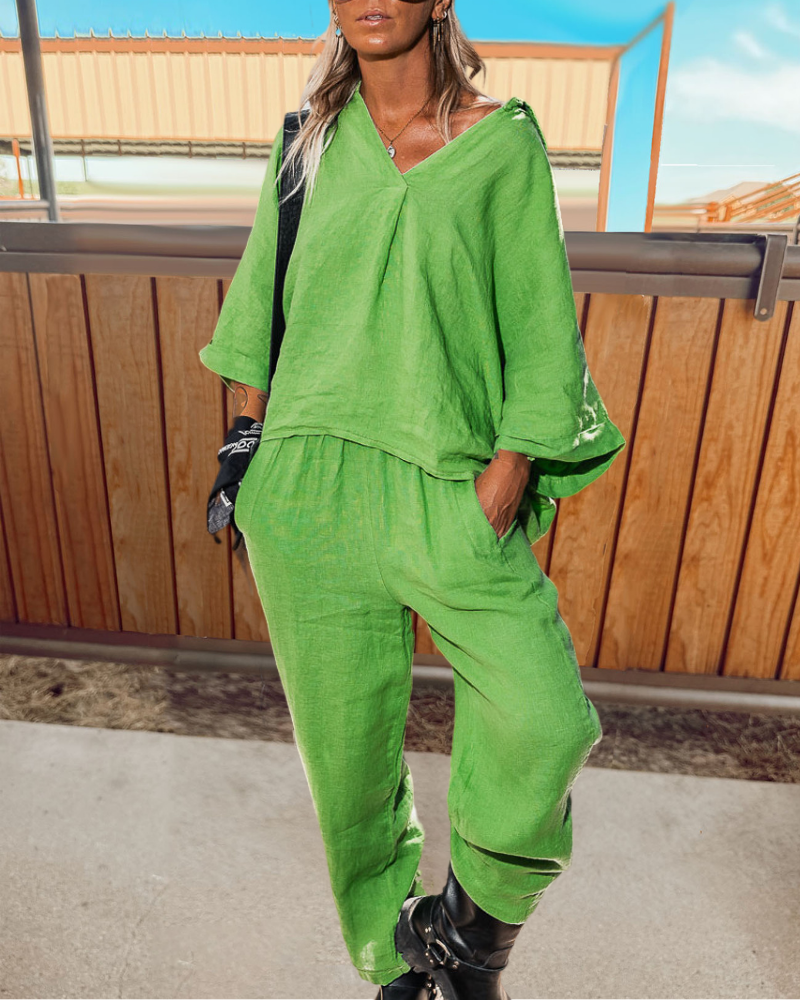 Oversized Casual Simple Linen Set