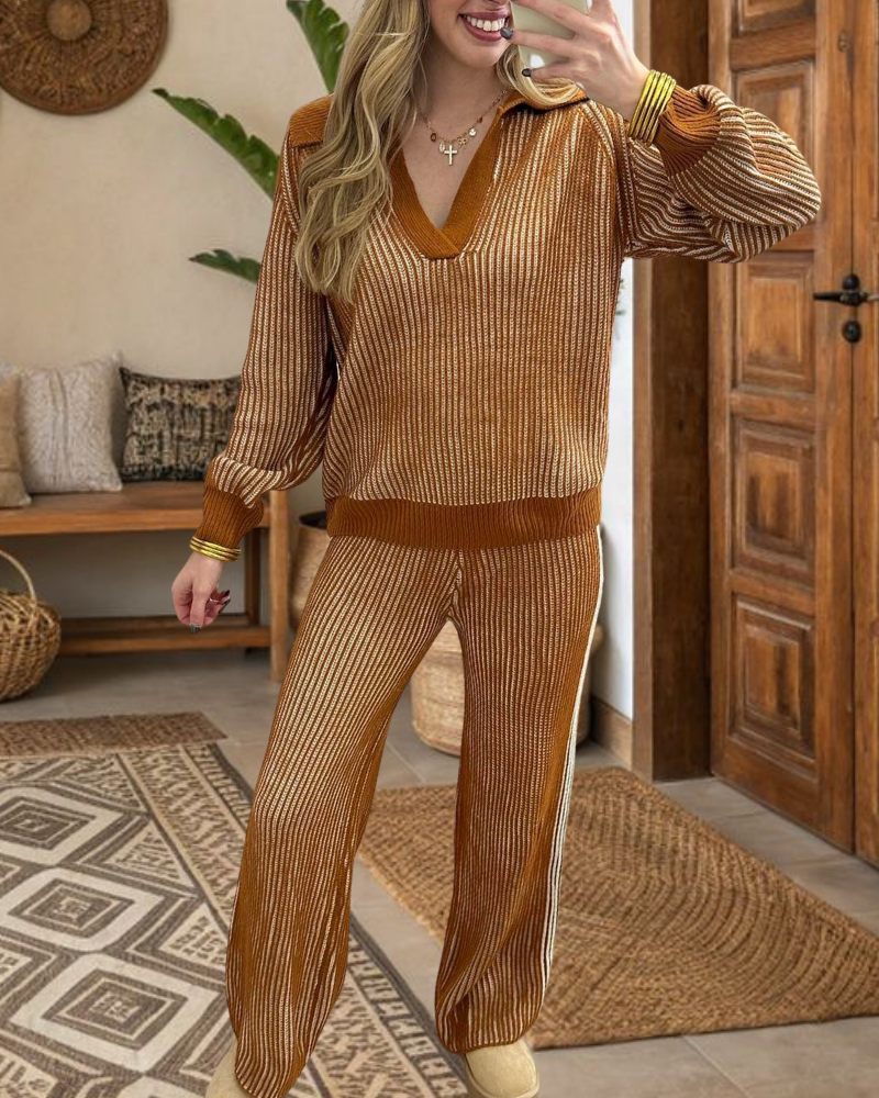 Chic Striped Sweater Set