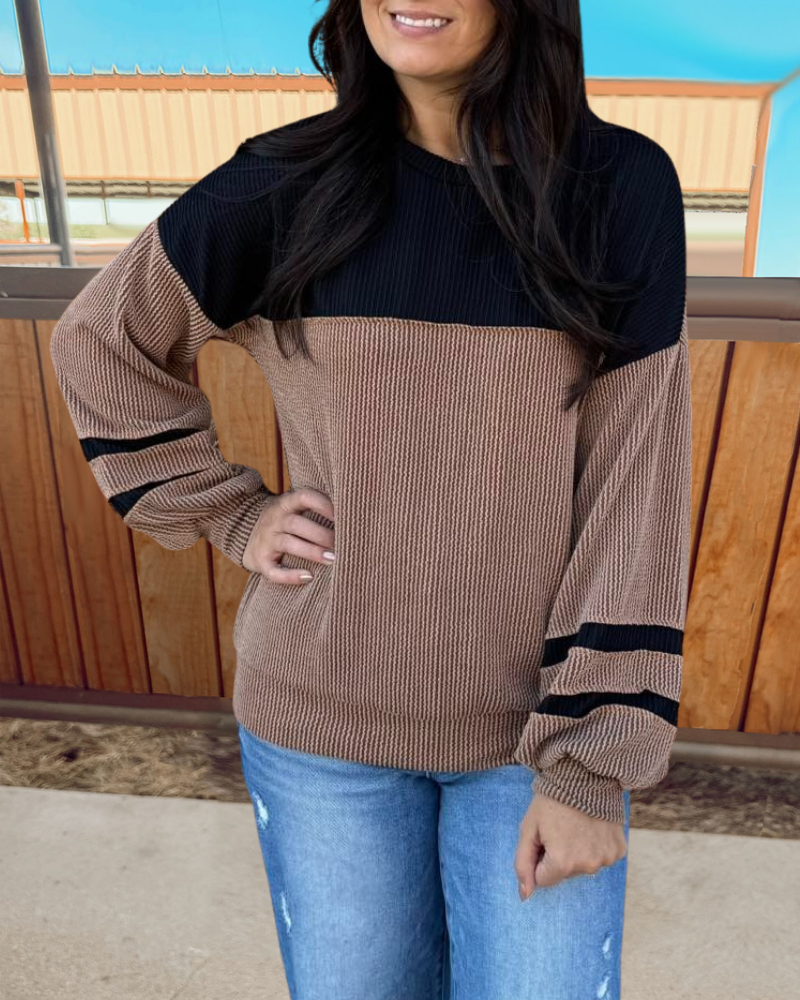 Stylish Colorblock Ribbed Sweater