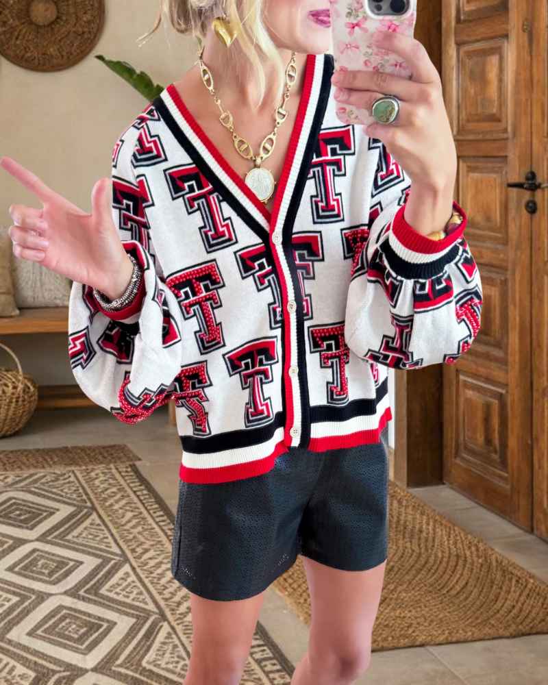 Texas Tech University Mascot Beaded Cardigan
