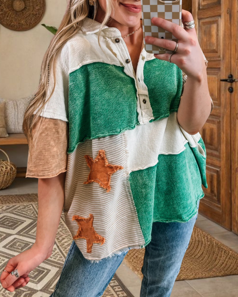 Star Patchwork Washed Top