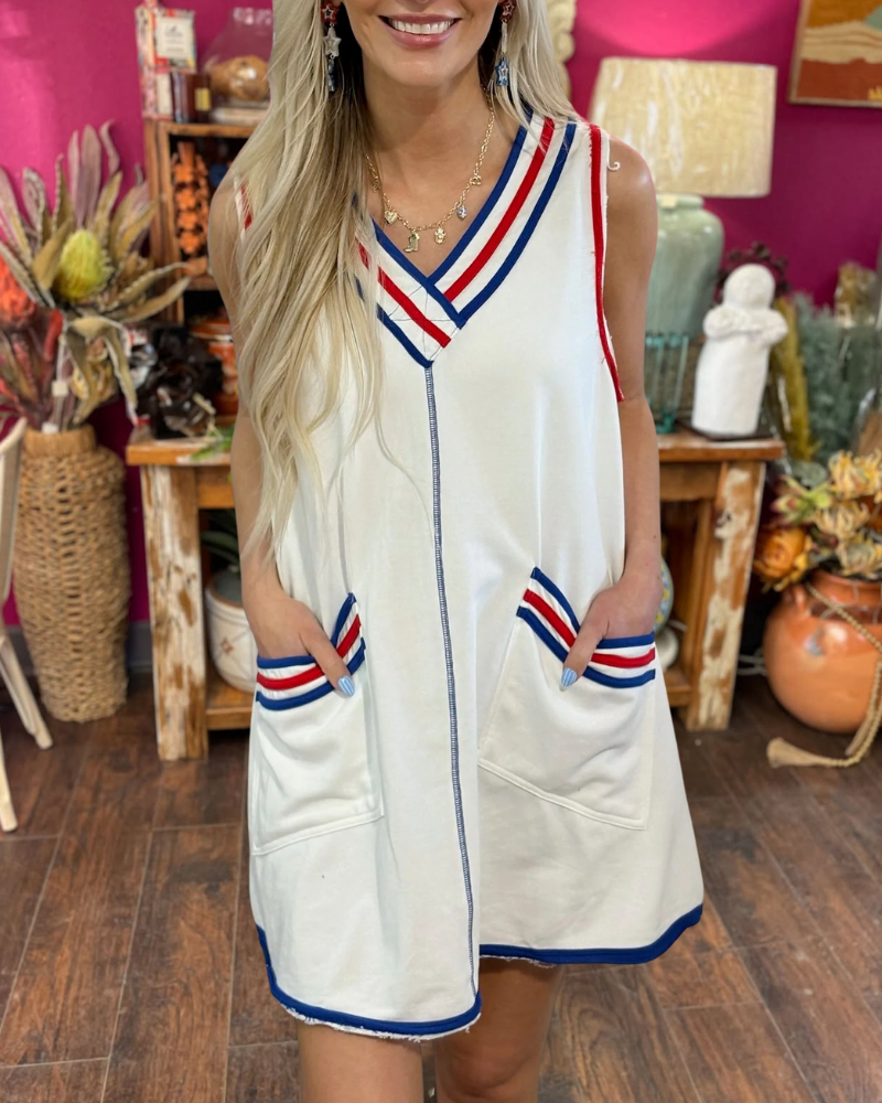 Colorblock Stripe Trim Mini Dress
