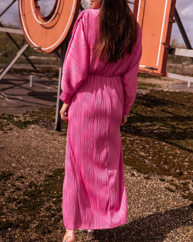 Trendy Vivid V-Neck Maxi Dress