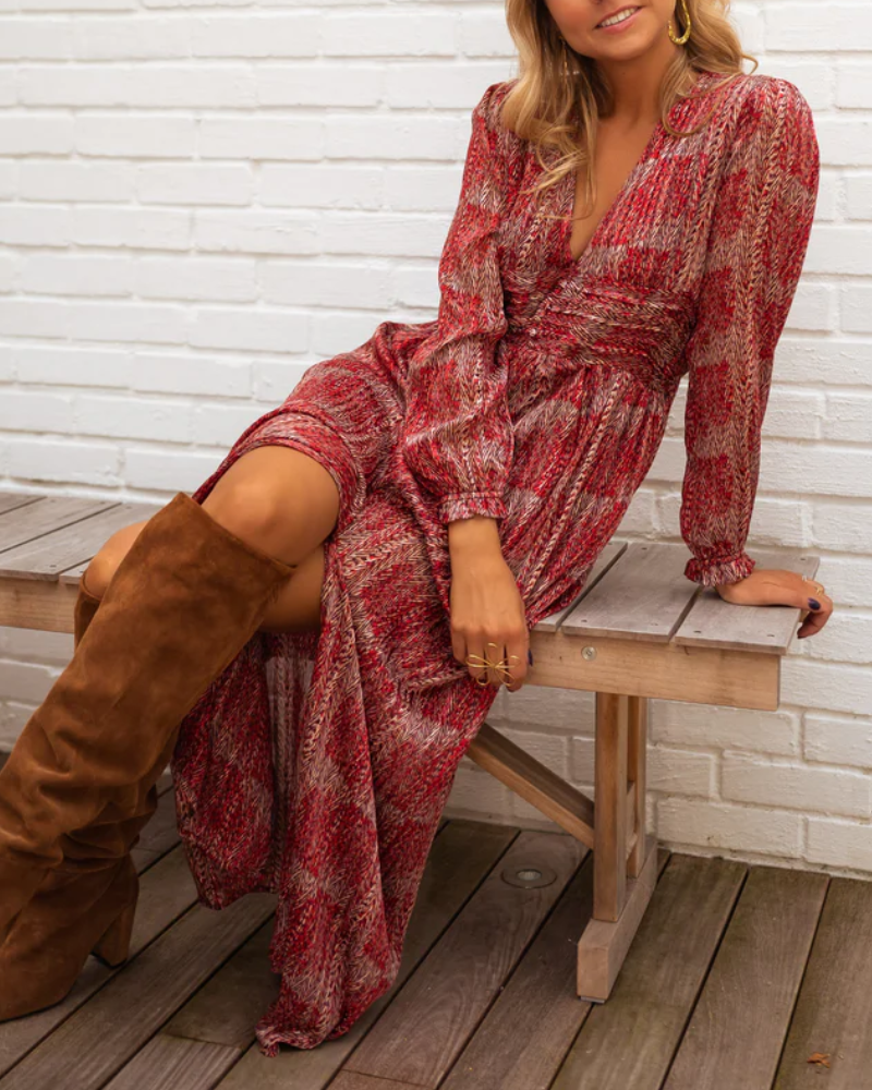 Stylish Slit V-Neck Maxi Dress