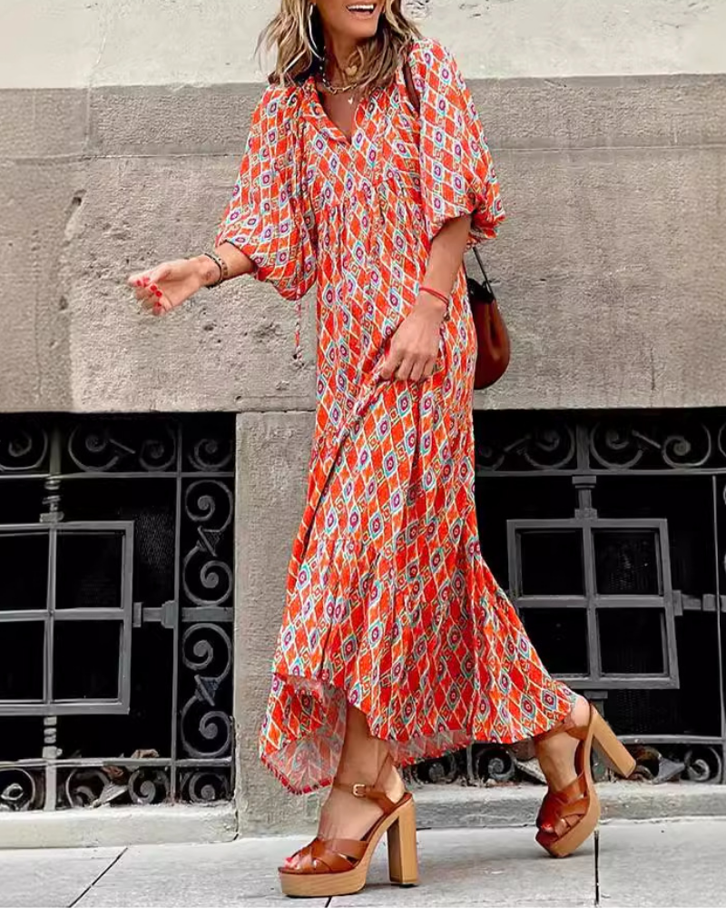 Bohemian V-Neck Maxi Dress